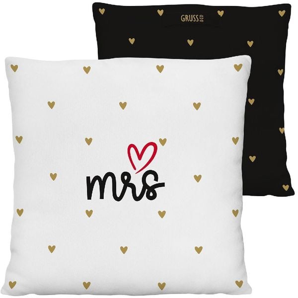 Produktbild: Pl&uuml;schkissen Motiv "Hochzeit Mr. & Mrs."