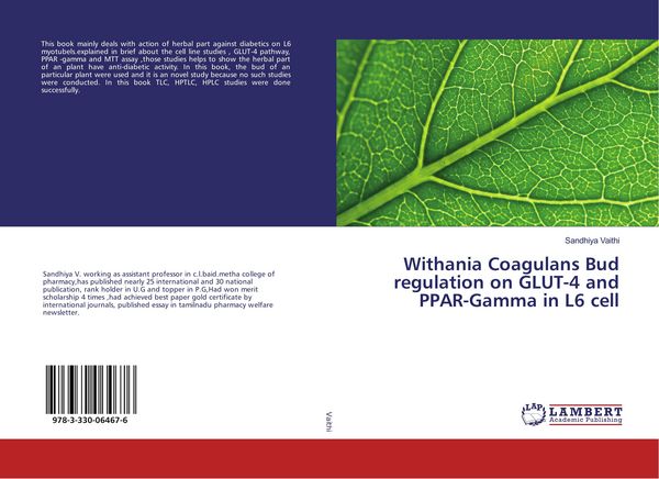 Produktbild: Withania Coagulans Bud regulation on GLUT-4 and PPAR-Gamma in L6 cell