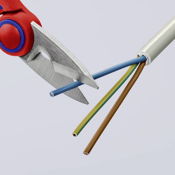 Produktbild: Knipex KNIPEX 95 05 10 SB Elektrikerscheren mit Mehrkomponenten-H&uuml;llen, glasfaserverst&auml;rkt 160 mm 95 05 10 SB