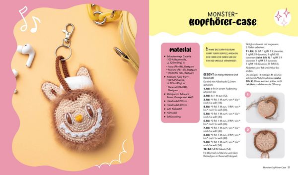 Produktbild: Schl&uuml;sselanh&auml;nger h&auml;keln: Mini-Monster f&uuml;r Labubu-Fans