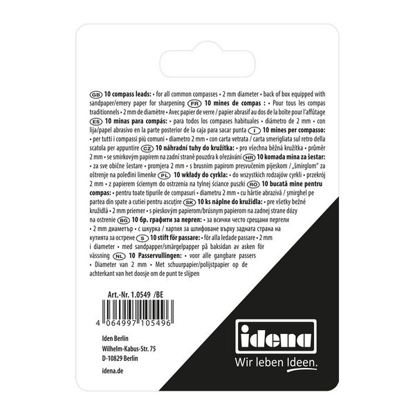 Produktbild: Idena Zirkel Minen in Dose mit Schleifpapier 10 St&uuml;ck