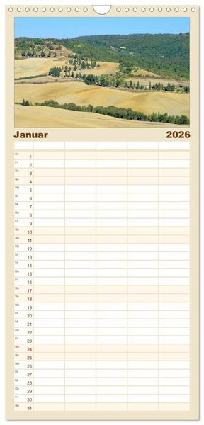 Produktbild: Familienplaner 2026 - Toskana &ndash; Traumlandschaft in Italien mit 5 Spalten (Wandkalender, 21 x 45 cm) CALVENDO