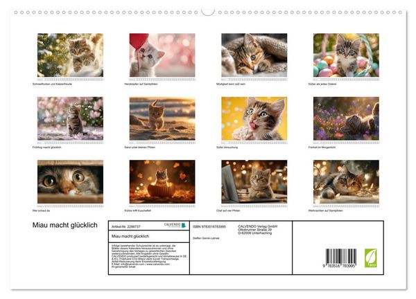 Produktbild: Miau macht gl&uuml;cklich (hochwertiger Premium Wandkalender 2027 DIN A2 quer), Kunstdruck in Hochglanz