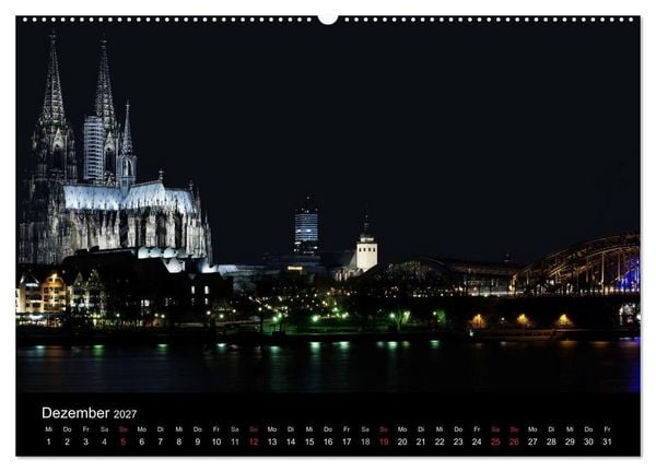 Produktbild: K&ouml;ln bei Nacht (hochwertiger Premium Wandkalender 2027 DIN A2 quer), Kunstdruck in Hochglanz