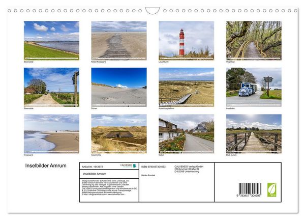 Produktbild: Inselbilder Amrum (Wandkalender 2026 DIN A3 quer), CALVENDO Monatskalender