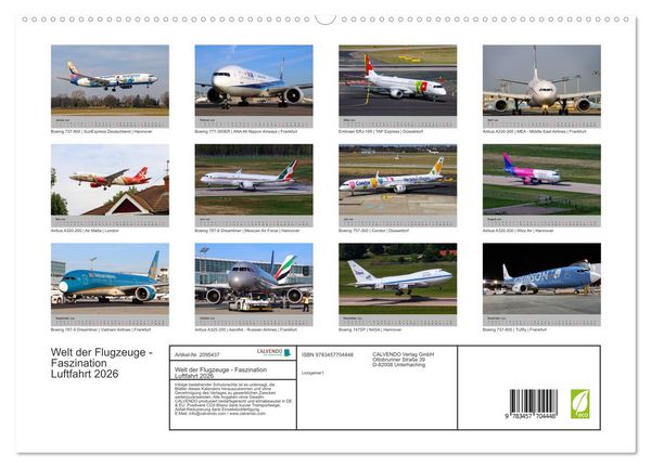 Produktbild: Welt der Flugzeuge - Faszination Luftfahrt 2026 (hochwertiger Premium Wandkalender 2026 DIN A2 quer), Kunstdruck in Hochglanz