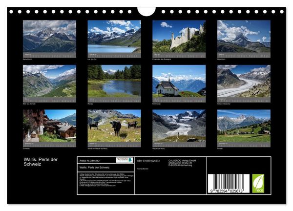 Produktbild: Wallis. Perle der Schweiz (Wandkalender 2027 DIN A4 quer), CALVENDO Monatskalender