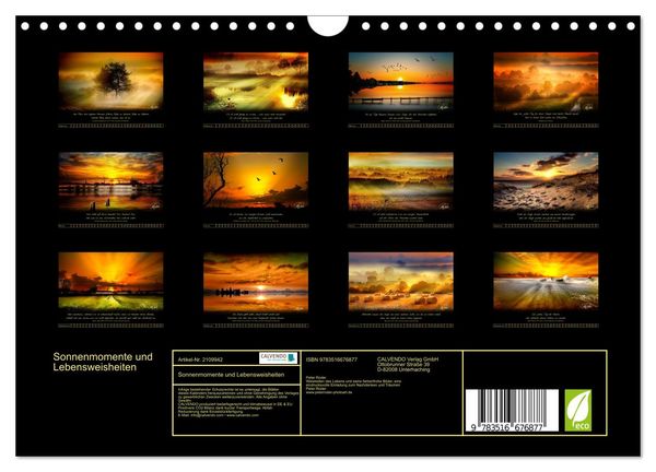 Produktbild: Sonnenmomente und Lebensweisheiten (Wandkalender 2026 DIN A4 quer), CALVENDO Monatskalender