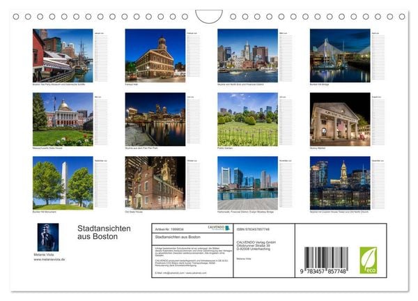Produktbild: Stadtansichten aus Boston (Wandkalender 2026 DIN A4 quer), CALVENDO Monatskalender