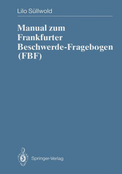 Produktbild: Manual zum Frankfurter Beschwerde-Fragebogen (FBF)