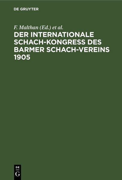 Produktbild: Der internationale Schach-Kongre&szlig; des Barmer Schach-Vereins 1905