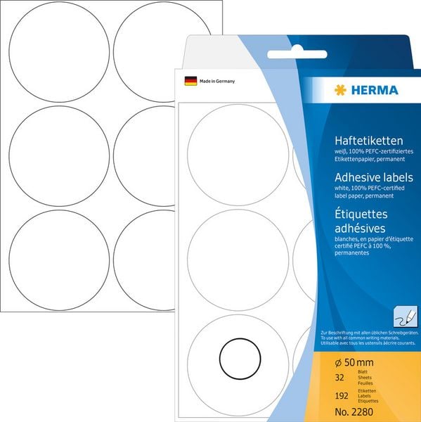 Produktbild: HERMA Haftetiketten, Gummierung stark haftend