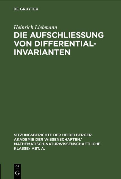 Produktbild: Die Aufschlie&szlig;ung von Differentialinvarianten