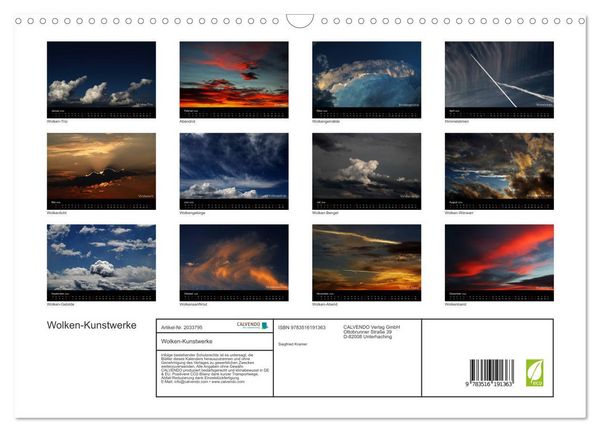 Produktbild: Wolken-Kunstwerke (Wandkalender 2026 DIN A3 quer), CALVENDO Monatskalender