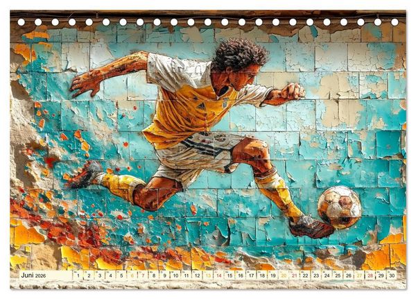 Produktbild: Fu&szlig;ball Graffiti - sportliche Kunst (Tischkalender 2026 DIN A5 quer), CALVENDO Monatskalender