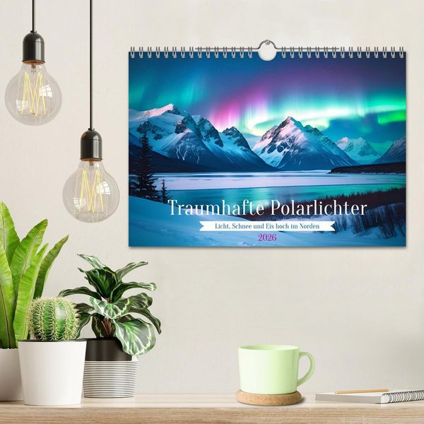 Produktbild: Traumhafte Polarlichter . Licht, Schnee und Eis hoch im Norden (Wandkalender 2026 DIN A4 quer), CALVENDO Monatskalender