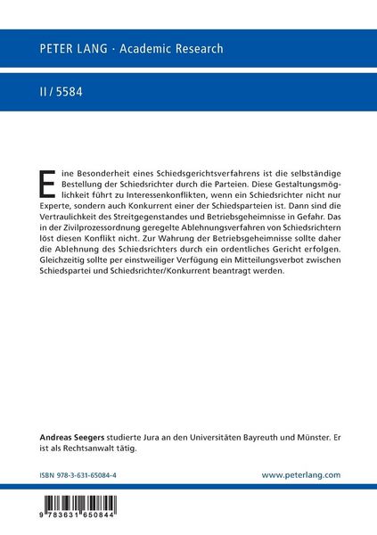 Produktbild: Die Ablehnung von Schiedsrichtern bei gleichzeitiger Sicherung betrieblicher Geheimnisse mittels einstweiliger Verf&uuml;gung