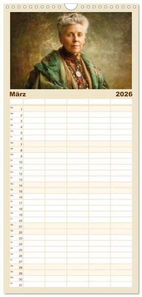 Produktbild: Familienplaner 2026 - Mystiker und Denker - Bekannte Gesichter der Vergangenheit mit 5 Spalten (Wandkalender, 21 x 45 cm) CALVENDO