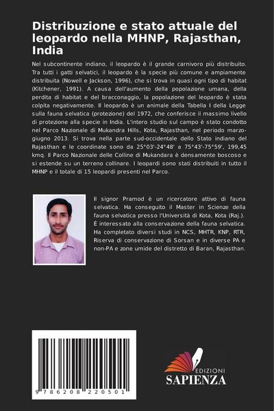 Produktbild: Distribuzione e stato attuale del leopardo nella MHNP, Rajasthan, India