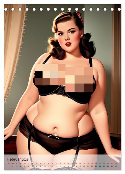 Produktbild: Pin up Girls Hei&szlig;e Kurven mit Retro Charme (Tischkalender 2026 DIN A5 hoch), CALVENDO Monatskalender