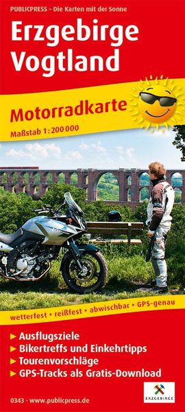Produktbild: Motorradkarte Erzgebirge - Vogtland 1:200 000