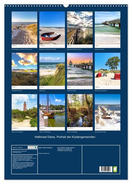 Produktbild: Halbinsel Darss, Portrait der K&uuml;stengemeinden (Wandkalender 2026 DIN A2 hoch), CALVENDO Monatskalender