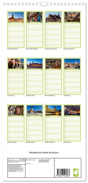Produktbild: Familienplaner 2026 - Mittelalterliche St&auml;dte Rum&auml;niens mit 5 Spalten (Wandkalender, 21 x 45 cm) CALVENDO