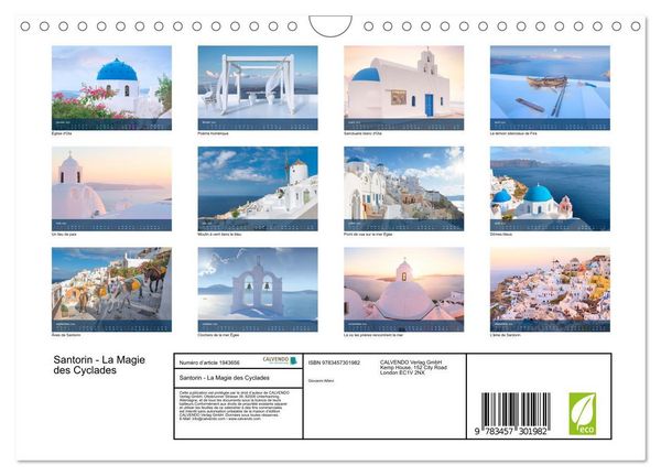 Produktbild: Santorin - La Magie des Cyclades (Calendrier mural 2026 DIN A4 vertical), CALVENDO calendrier mensuel