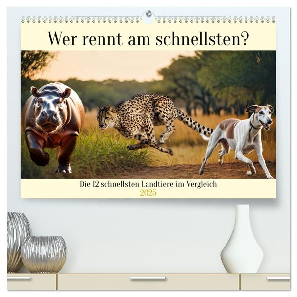 Wer rennt am schnellsten? (hochwertiger Premium Wandkalender 2025 DIN A2 quer), Kunstdruck in Hochglanz