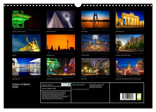 Produktbild: Colors of Berlin 2026 (Wandkalender 2026 DIN A3 quer), CALVENDO Monatskalender