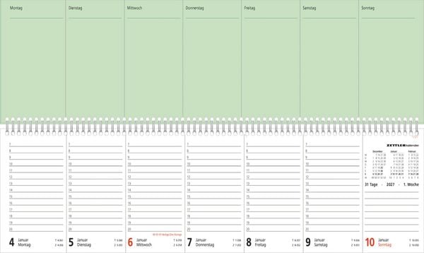 Produktbild: Tischquerkalender 1W/2S PERFO XL rot 2027