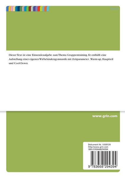 Produktbild: Planung einer Wirbels&auml;ulengymnastik. Analyse einer besuchten Kurseinheit