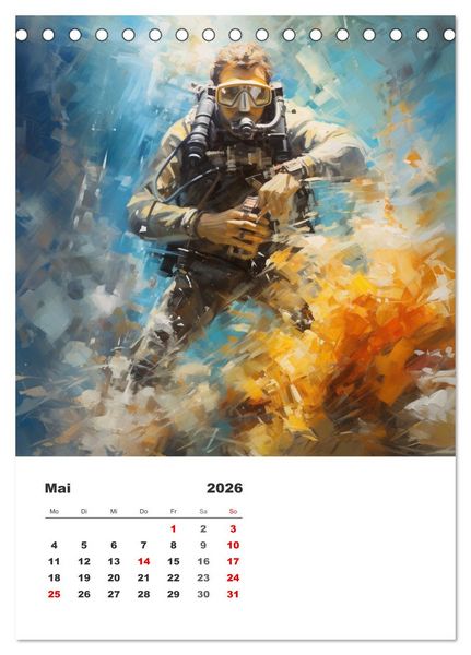 Produktbild: Tauchen im ewigen Blau. Eine Aquarell-Reise in die Tiefen der Meere (Tischkalender 2026 DIN A5 hoch), CALVENDO Monatskalender