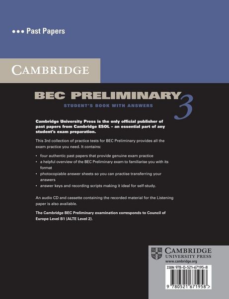 Produktbild: Cambridge BEC Preliminary 3 with Answers