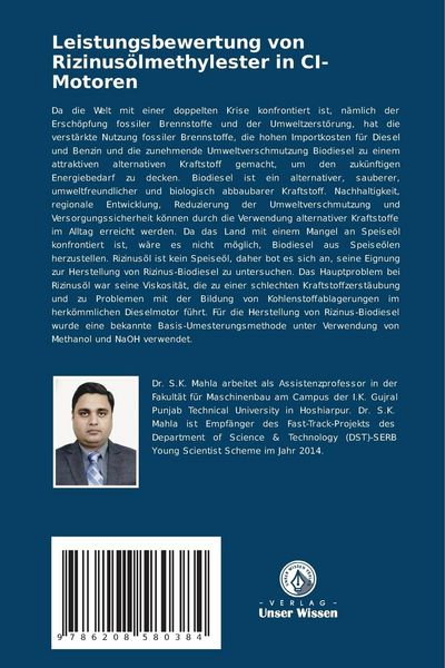 Produktbild: Leistungsbewertung von Rizinusölmethylester in CI-Motoren