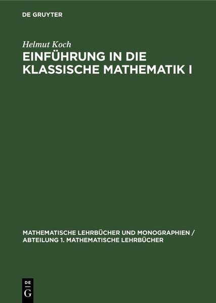 Produktbild: Einf&uuml;hrung in die klassische Mathematik I