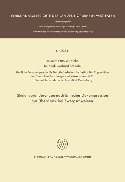 Produktbild: Skelettver&auml;nderungen nach kritischer Dekompression aus &Uuml;berdruck bei Zwergschweinen