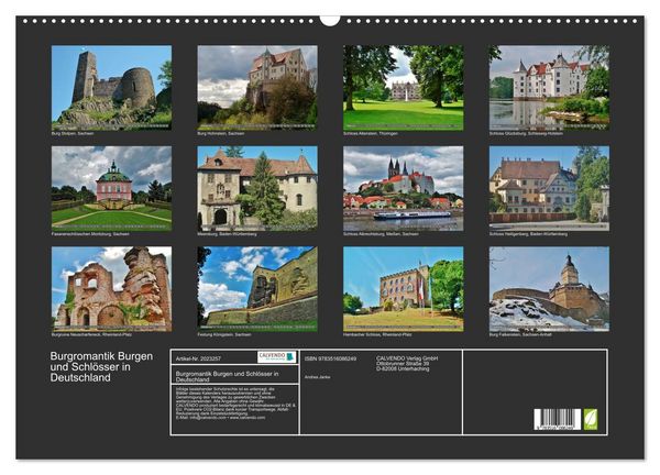 Produktbild: Burgromantik Burgen und Schl&ouml;sser in Deutschland (Wandkalender 2026 DIN A2 quer), CALVENDO Monatskalender