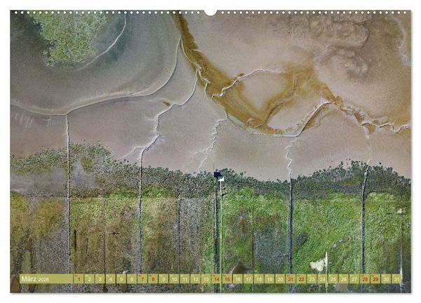 Produktbild: neunziggrad I photoart: das wattenmeer von oben (hochwertiger Premium Wandkalender 2026 DIN A2 quer), Kunstdruck in Hochglanz