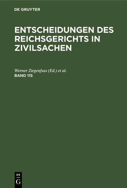 Produktbild: Entscheidungen des Reichsgerichts in Zivilsachen. Band 115