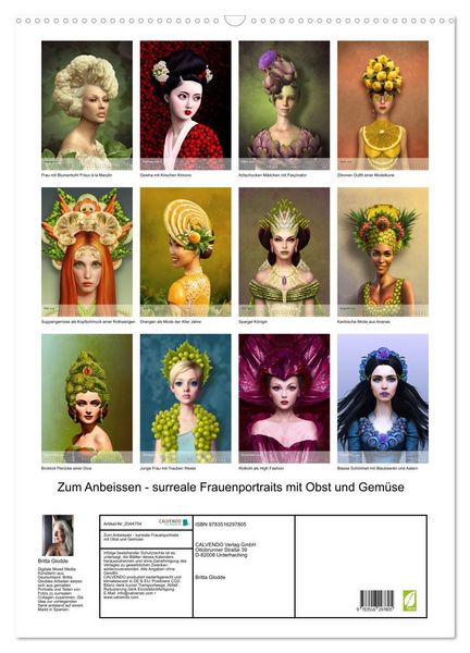 Produktbild: Zum Anbeissen - surreale Frauenportraits mit Obst und Gem&uuml;se (Wandkalender 2026 DIN A2 hoch), CALVENDO Monatskalender