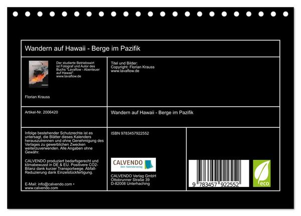 Produktbild: Wandern auf Hawaii - Berge im Pazifik (Tischkalender 2026 DIN A5 quer), CALVENDO Monatskalender