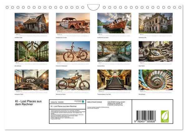Produktbild: KI - Lost Places aus dem Rechner (Wandkalender 2026 DIN A4 quer), CALVENDO Monatskalender