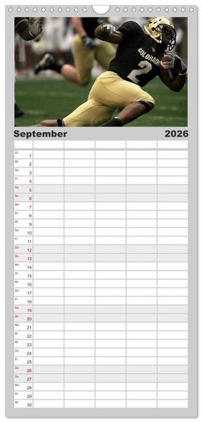 Produktbild: Familienplaner 2026 - American Football - Athleten mit 5 Spalten (Wandkalender, 21 x 45 cm) CALVENDO