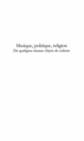 Produktbild: Musique, Politique, Religion