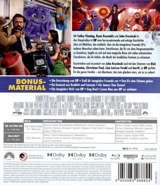 Produktbild: IF: Imagin&auml;re Freunde (4K Ultra HD) (+ Blu-ray)