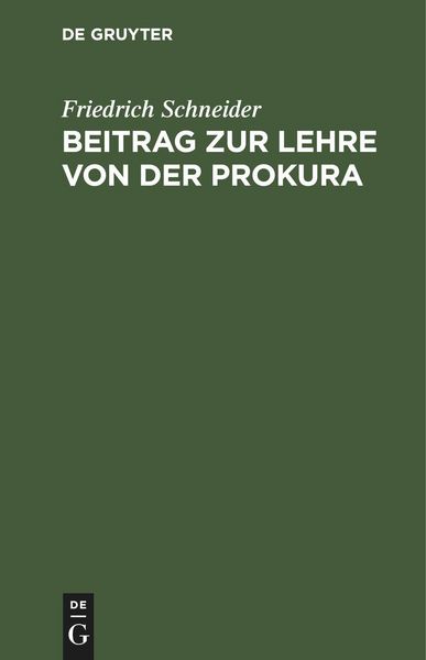 Produktbild: Beitrag zur Lehre von der Prokura
