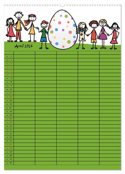 Produktbild: Fr&ouml;hlicher Familienplaner (hochwertiger Premium Wandkalender 2026 DIN A2 hoch), Kunstdruck in Hochglanz