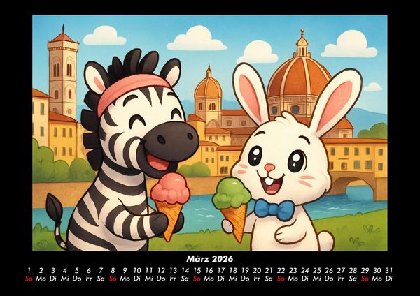Produktbild: Zara & Bouncy in Italien 2026 Fotokalender DIN A3
