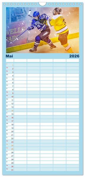 Produktbild: Familienplaner 2026 - Eishockey - Fight mit 5 Spalten (Wandkalender, 21 x 45 cm) CALVENDO